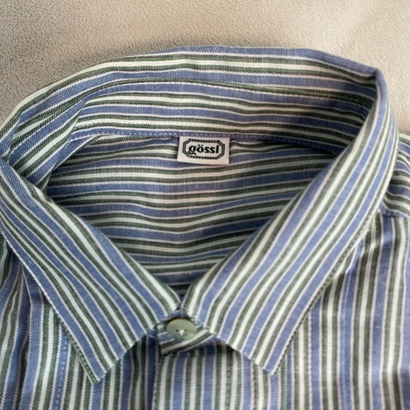 Gossl Mens Shirt Button Up Striped Long Sleeve (41) (L) New with Tags - Picture 12 of 13